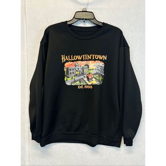 HALLOWEENTOWN Unisex Sweatshirt XL Black Est.1998 Retro Pumpkin Halloween Movie - Picture 1 of 10